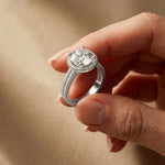 2.9 Ct Round Cut Moissanite Luxe Halo Ring White