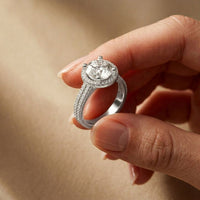 2.9 Ct Round Cut Moissanite Luxe Halo Ring White
