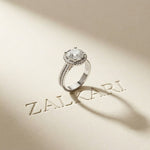 2.9 Ct Round Cut Moissanite Luxe Halo Ring White