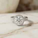 2.9 Ct Round Cut Moissanite Luxe Halo Ring White