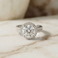 2.9 Ct Round Cut Moissanite Luxe Halo Ring White