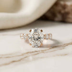 7 Ct Oval Cut Moissanite Vintage Halo Ring Rose Gold