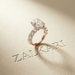 7 Ct Oval Cut Moissanite Vintage Halo Ring Rose Gold