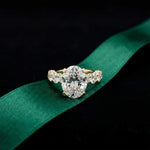 7 Ct Oval Cut Moissanite Vintage Halo Ring Gold