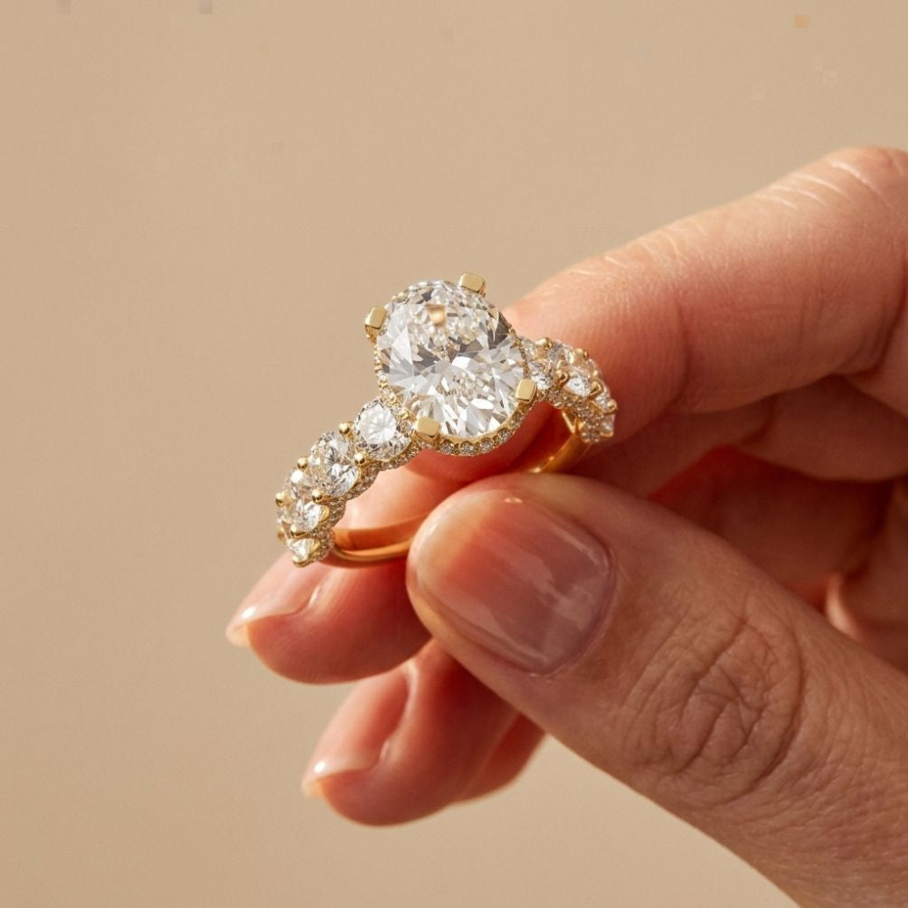 7 Ct Oval Cut Moissanite Vintage Halo Ring