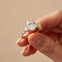 7 Ct Oval Cut Moissanite Vintage Halo Ring Gold