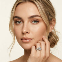 7 Ct Oval Cut Moissanite Vintage Halo Ring White