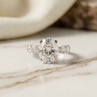 7 Ct Oval Cut Moissanite Vintage Halo Ring White