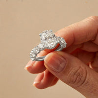 7 Ct Oval Cut Moissanite Vintage Halo Ring White