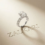 7 Ct Oval Cut Moissanite Vintage Halo Ring White