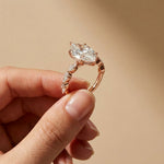 4.75 Ct Marquise Cut Moissanite Marquise Accent Ring Rose Gold