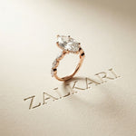 4.75 Ct Marquise Cut Moissanite Marquise Accent Ring Rose Gold