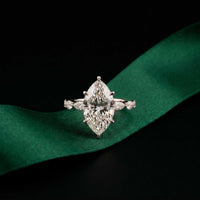 4.75 Ct Marquise Cut Moissanite Marquise Accent Ring White