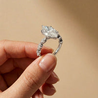 4.75 Ct Marquise Cut Moissanite Marquise Accent Ring White