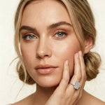 3.50 Ct Emerald Cut Moissanite Botanical Accent Ring White