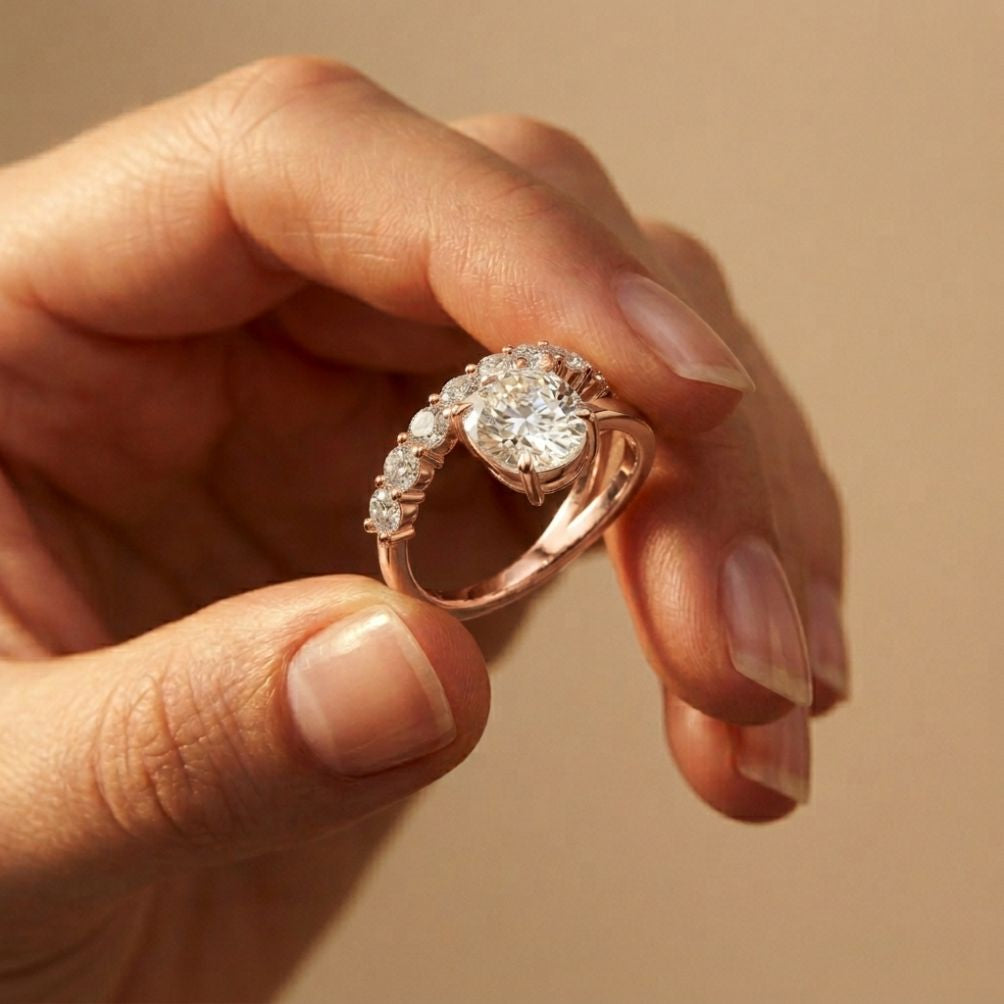 3.20 Ct Oval Cut Moissanite Floating Ring