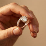3.20 Ct Oval Cut Moissanite Floating Ring Rose Gold