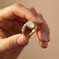 3.20 Ct Oval Cut Moissanite Floating Ring Gold