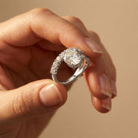 3.20 Ct Oval Cut Moissanite Floating Ring White