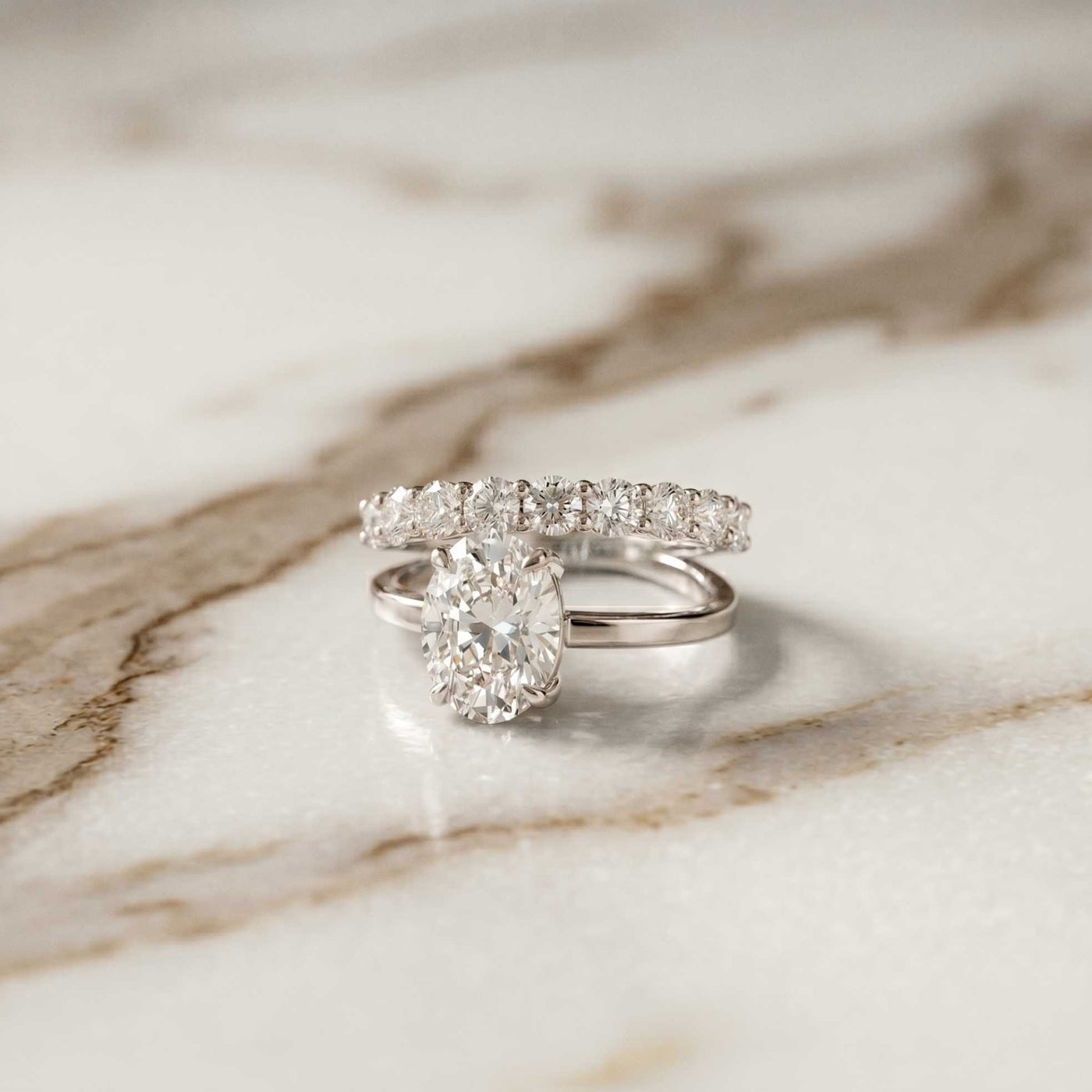 3.20 Ct Oval Cut Moissanite Floating Ring White