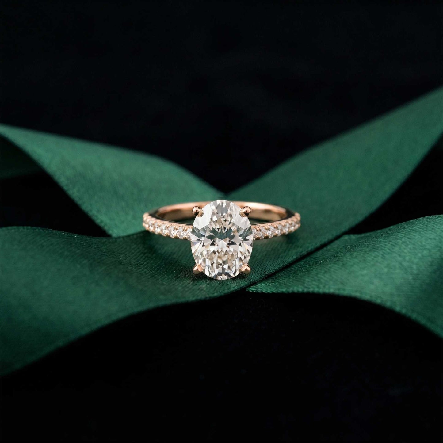 2.30 Ct Oval Cut Moissanite Vintage Accent Halo Ring