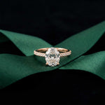 2.30 Ct Oval Cut Moissanite Vintage Accent Halo Ring Rose Gold