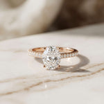 2.30 Ct Oval Cut Moissanite Vintage Accent Halo Ring Rose Gold