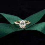 2.30 Ct Oval Cut Moissanite Vintage Accent Halo Ring Gold