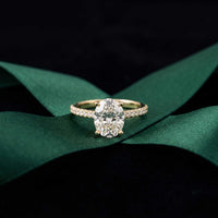 2.30 Ct Oval Cut Moissanite Vintage Accent Halo Ring Gold
