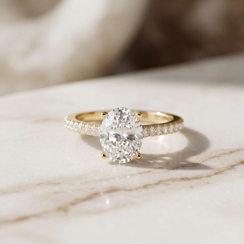 2.30 Ct Oval Cut Moissanite Vintage Accent Halo Ring Gold