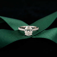 2.30 Ct Oval Cut Moissanite Vintage Accent Halo Ring White