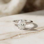 2.30 Ct Oval Cut Moissanite Vintage Accent Halo Ring White