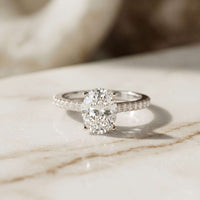 2.30 Ct Oval Cut Moissanite Vintage Accent Halo Ring White
