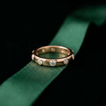 0.8 Ct Round Cut Moissanite Bezel Set Band Ring Rose Gold