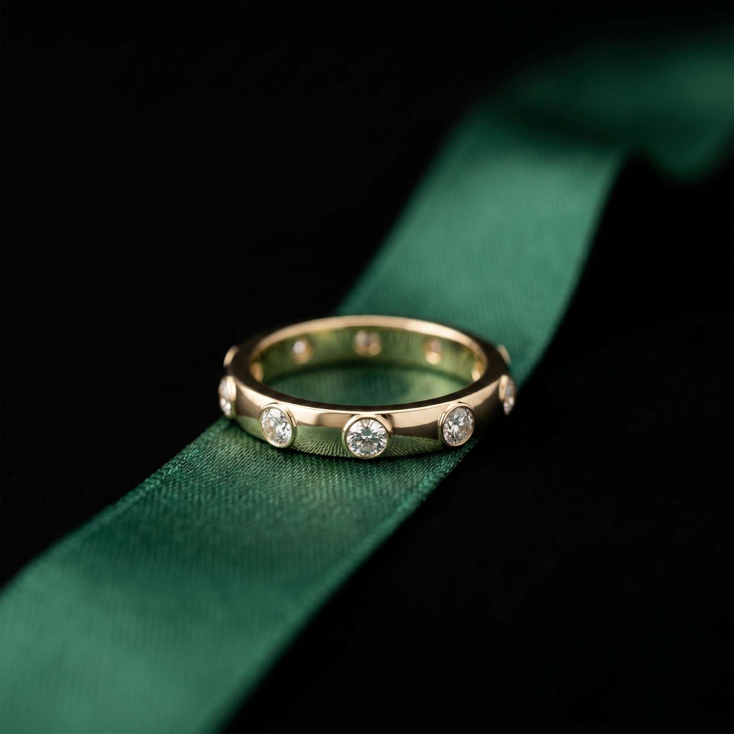 0.8 Ct Round Cut Moissanite Bezel Set Band Ring