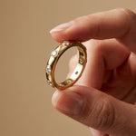 0.8 Ct Round Cut Moissanite Bezel Set Band Ring Gold
