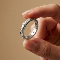 0.8 Ct Round Cut Moissanite Bezel Set Band Ring White