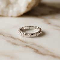 0.8 Ct Round Cut Moissanite Bezel Set Band Ring White