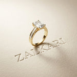 3.30 Ct Emerald Cut Baguette Gallery Moissanite Ring Gold