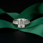 3.30 Ct Emerald Cut Baguette Gallery Moissanite Ring White