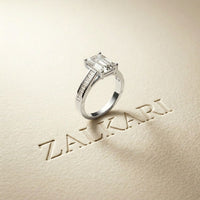 3.30 Ct Emerald Cut Baguette Gallery Moissanite Ring White