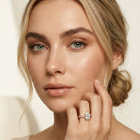 2.30 Ct Pear Cut Round Accent Gallery Moissanite Ring Rose Gold