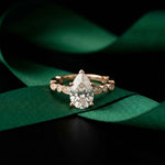2.30 Ct Pear Cut Round Accent Gallery Moissanite Ring Rose Gold