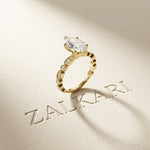 2.30 Ct Pear Cut Round Accent Gallery Moissanite Ring Gold