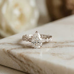 2.30 Ct Pear Cut Round Accent Gallery Moissanite Ring White