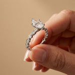 2.30 Ct Pear Cut Round Accent Gallery Moissanite Ring White