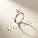 2.30 Ct Pear Cut Round Accent Gallery Moissanite Ring White