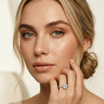 2.30 Ct Pear Cut Round Accent Gallery Moissanite Ring White