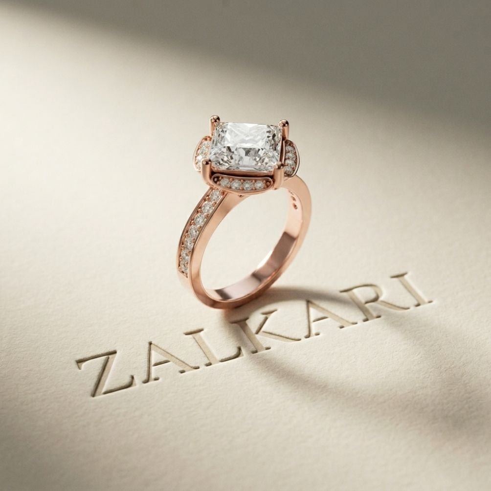 2.40 Ct Princess Cut Hidden Bridge Pavé Moissanite Ring