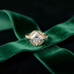 2.40 Ct Princess Cut Hidden Bridge Pavé Moissanite Ring Gold